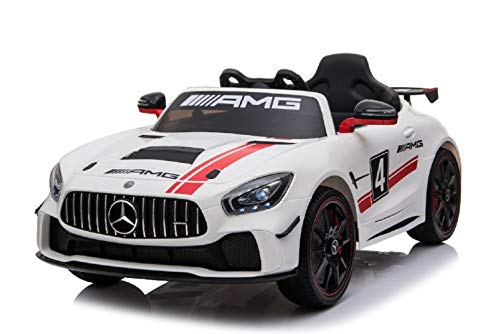 ES-TOYS Coche eléctrico niños Mercedes AMG GT4 EVA Asiento Cuero Mando Distancia