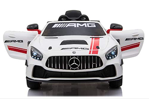 ES-TOYS Coche eléctrico niños Mercedes AMG GT4 EVA Asiento Cuero Mando Distancia