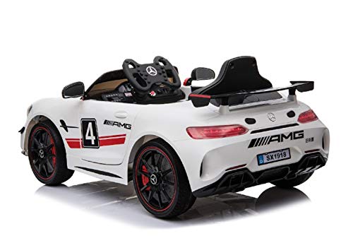 ES-TOYS Coche eléctrico niños Mercedes AMG GT4 EVA Asiento Cuero Mando Distancia