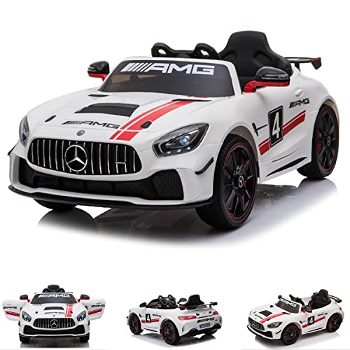 ES-TOYS Coche eléctrico niños Mercedes AMG GT4 EVA Asiento Cuero Mando Distancia