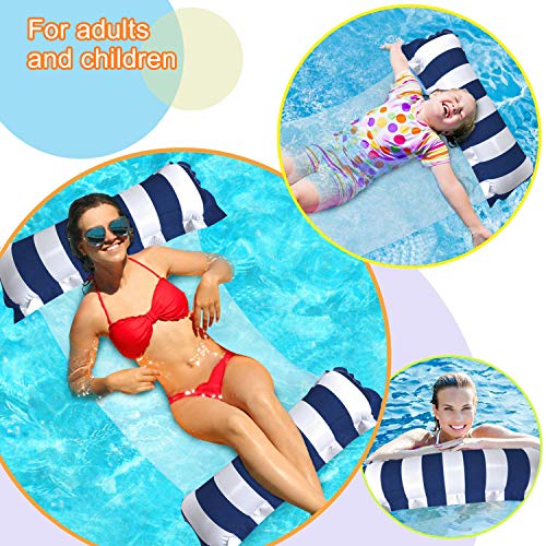 FANIER Hamaca Flotante Piscina, Hamaca de Agua 4 en 1 Piscina Tumbona de Inflar para Adultos, Tumbona Hinchable Colchoneta Hinchable Flotador Piscina Playa (azul oscuro)