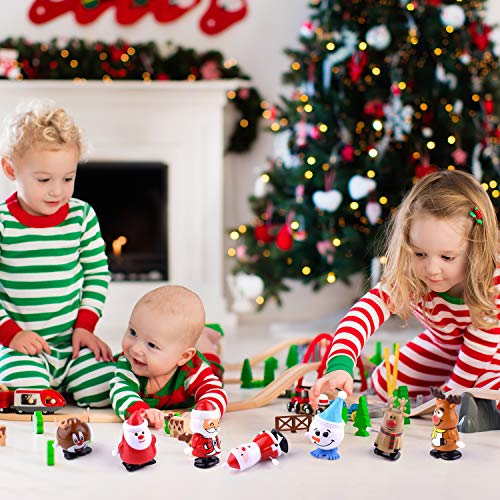 FEPITO Juego de 12 Juguetes navideños a Cuerda, muñeco de Nieve, Reno, Juguete para niños, Bolsa Secreta para Fiesta de Santa, Regalo para Navidad, cumpleaños, Acción de Gracias