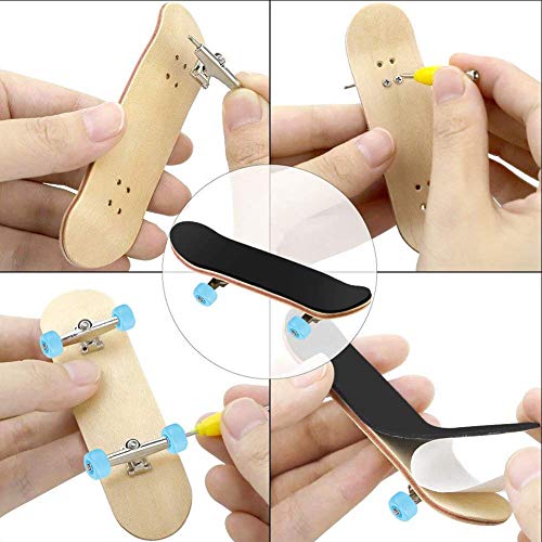 Fingerboard Finger Skateboards, Mini diapasón, Patineta de Dedos Profesional Maple Wood DIY Assembly Skate Boarding Toy Juegos de Deportes Kids (Amarillo)