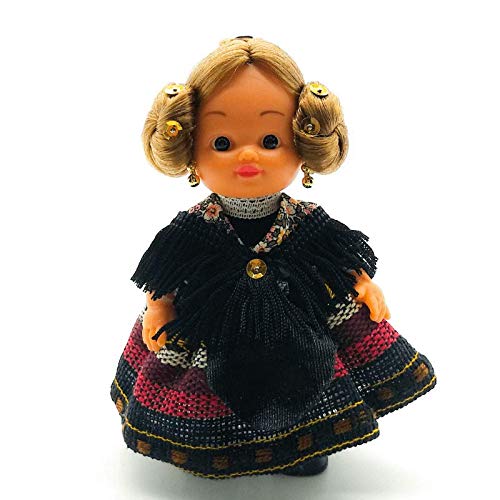 Folk Artesanía Muñeca Regional colección de 15 cm con Vestido típico Manchega Castilla la Mancha España.