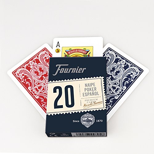 Fournier - Baraja poker español Nº 20, 55 cartas, surtido de colores azul o rojo (F21002)