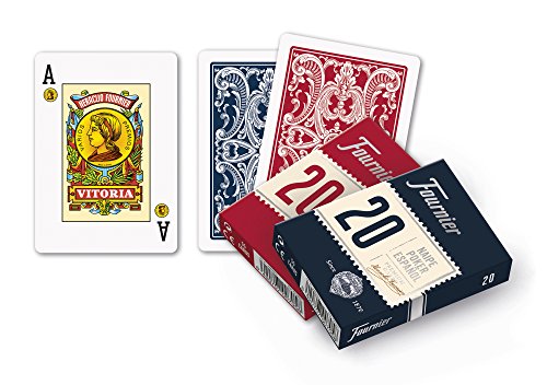 Fournier - Baraja poker español Nº 20, 55 cartas, surtido de colores azul o rojo (F21002)