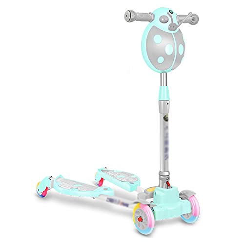 GAOTTINGSD Patinetes para Niños Y Scooter para Niños,Patinete Infantil 4 Ruedas,Forma De Dibujos Animados Lindo Plegable con Mango Ajustable Y 2 Ruedas LED Traseras para Niños Y Niñas De 3 A 12 Años