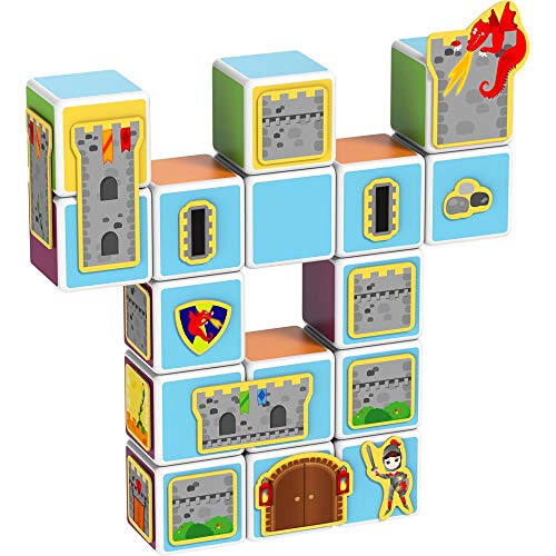 Geomag- Magicube, Castles & Homes, Juego de Cubos magnéticos, Multicolor (144)