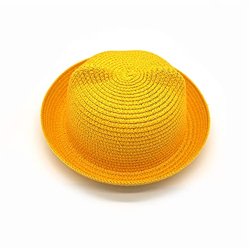 GHC Gorras y Sombreros Verano Sombreros de Paja niños Personaje Oreja decoración Tapa bebé Sol Sombrero niña niños cubeta Gorra niños Playa Panama Gorra (Color : 1, Talla : Child 48 54cm)