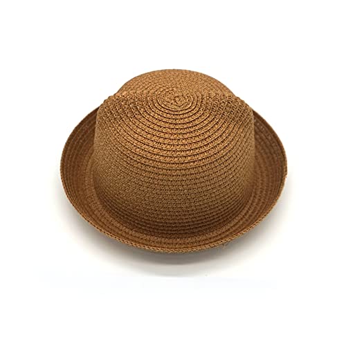 GHC Gorras y Sombreros Verano Sombreros de Paja niños Personaje Oreja decoración Tapa bebé Sol Sombrero niña niños cubeta Gorra niños Playa Panama Gorra (Color : 1, Talla : Child 48 54cm)