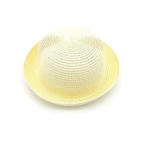 GHC Gorras y Sombreros Verano Sombreros de Paja niños Personaje Oreja decoración Tapa bebé Sol Sombrero niña niños cubeta Gorra niños Playa Panama Gorra (Color : 1, Talla : Child 48 54cm)