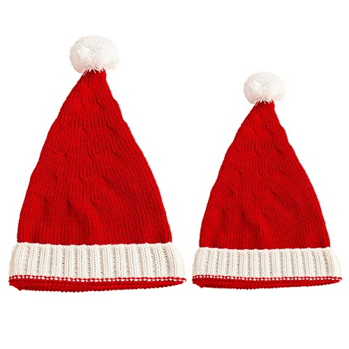 GIVBRO Sombrero de Navidad Sombrero de Papá Noel Pompom Sombrero de hilo de punto Gorro cálido de invierno Sombreros de fiesta Disfraces Regalos Festivos para Adultos Niño