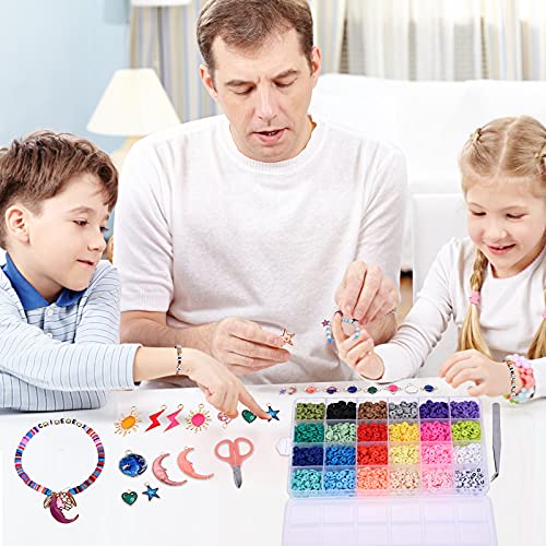 GOLDGE 4600pcs Cuentas Planas para Hacer Pulseras, Juguete de Cuentas Coloridas Abalorios Hacer Pulseras Collar, Cuentas Planas para Bisutería para Niños Adultas