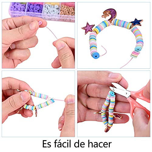 GOLDGE 4600pcs Cuentas Planas para Hacer Pulseras, Juguete de Cuentas Coloridas Abalorios Hacer Pulseras Collar, Cuentas Planas para Bisutería para Niños Adultas