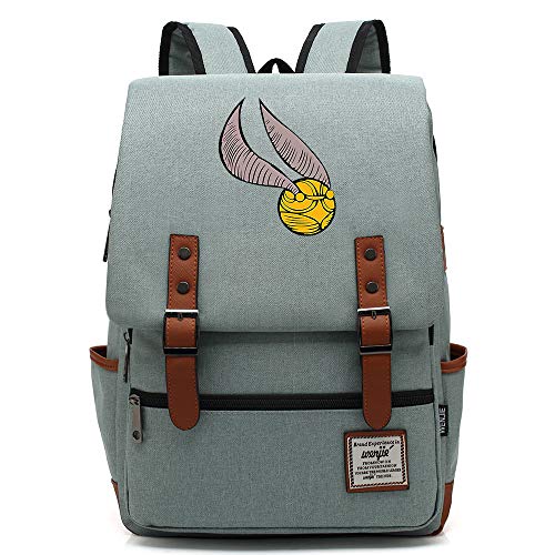 GXB Quidditch-Golden Snitch,Harry's Magic Laptop Rucksack,Hogwarts College Travel Casual Mochila Medio Verde Claro