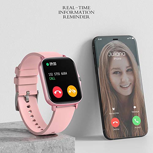 H HILABEE Reloj Inteligente para Hombres y Mujeres Monitor de presión Arterial IP67 Reloj Inteligente Resistente al Agua, información de Llamadas recordatorio - Rosa