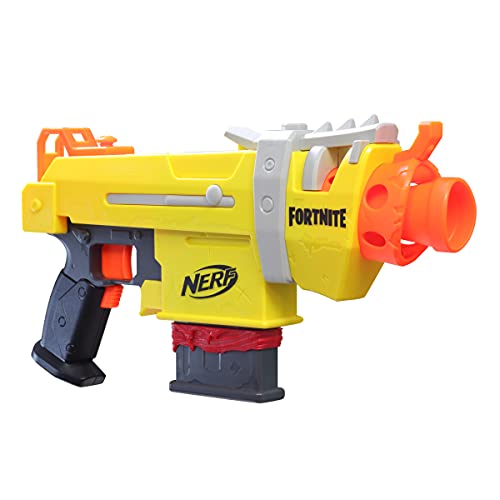 Hasbro Nerf Fortnite SMG-L - Blaster motorizado - Contiene 3 Objetivos - con Cargador de 6 Dardos y 6 Dardos Nerf Elite