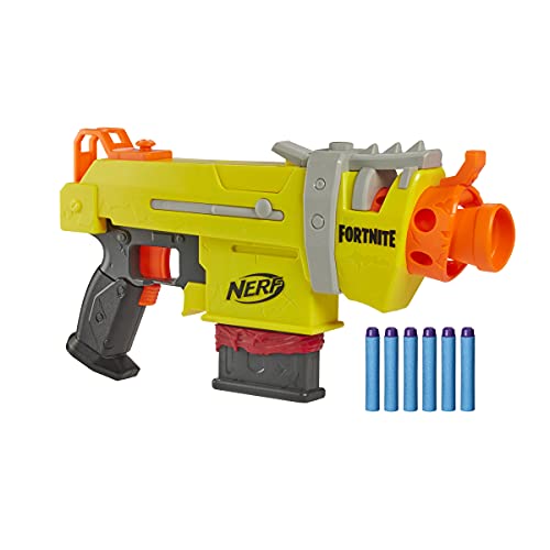 Hasbro Nerf Fortnite SMG-L - Blaster motorizado - Contiene 3 Objetivos - con Cargador de 6 Dardos y 6 Dardos Nerf Elite