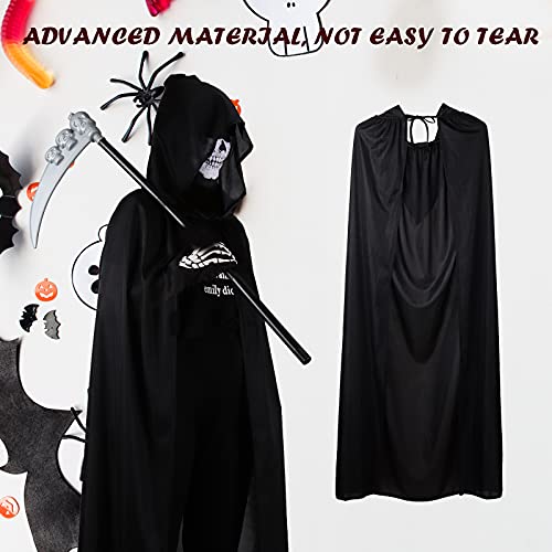 Herefun Disfraz de Fantasma Halloween, Capa con Capucha Disfraz Halloween, Disfraz Fantasma Niño, Esqueleto Halloween Cosplay Carnaval Disfraz Danza Fiesta para Adulto Mujeres Hombres