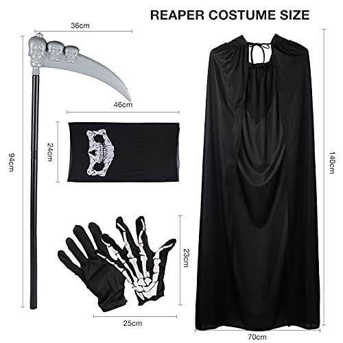 Herefun Disfraz de Fantasma Halloween, Capa con Capucha Disfraz Halloween, Disfraz Fantasma Niño, Esqueleto Halloween Cosplay Carnaval Disfraz Danza Fiesta para Adulto Mujeres Hombres