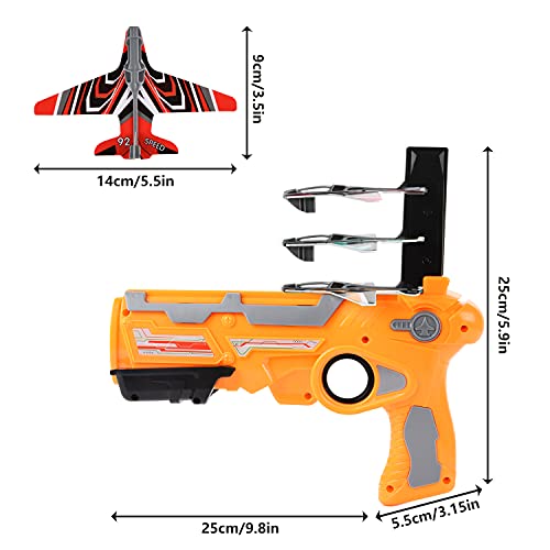 Herefun Juego de Disparos Juguete de avión, Avión de Lanzamiento Eyección un Clic para Exteriores, Juguete de avión de catapulta con 4 Avión de Espuma para niños de 3 años En Adelante