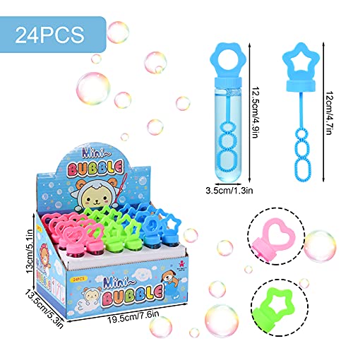 Herefun Pompas de Jabón, 24PCS Pomperos para Niños, 35ml Varita de Burbuja, Tubos para Crear Burbujas de Jabon, Burbujas de Fiesta para Exterior Interior, Juguetes Regalos para Niños y Niñas