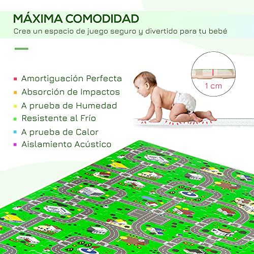 HOMCOM Alfombra Puzzle Infantil con 36 Piezas 31,5x31,5 cm Juego Rompecabezas Infantil Modelo Carreteras de Espuma EVA Área de Cobertura 3,24 m² Multicolor