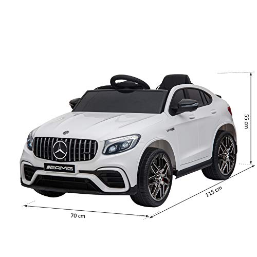 HOMCOM Coche Eléctrico para Niño +3 Años con Mando a Distancia con Música y Luces Doble Apertura de Puerta Batería 12V Carga 30kg 115x70x55cm Blanco