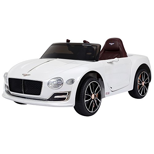 HOMCOM Coche Eléctrico para Niños 2 Modos de Control con Música Faros Brillantes Retroceder Bentley GT Licencia +3 Años Automóvil Infantil 108x60x43 cm Blanco