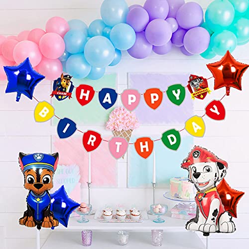 HONGECB Decoracion Cumpleaños Patrulla Canina Globos, Patrulla Canina Globos de Cumpleaños de Helio, pancarta, Pastel Decoración Suministros, para Chicos Cumpleaños Favors de Fiesta