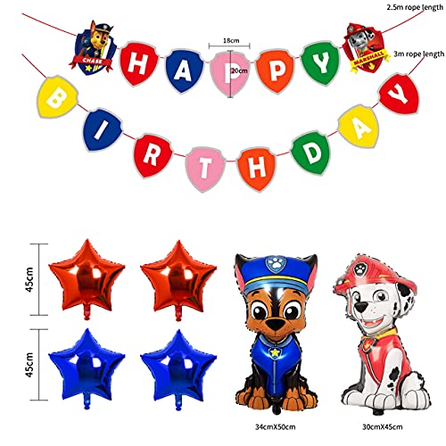 HONGECB Decoracion Cumpleaños Patrulla Canina Globos, Patrulla Canina Globos de Cumpleaños de Helio, pancarta, Pastel Decoración Suministros, para Chicos Cumpleaños Favors de Fiesta