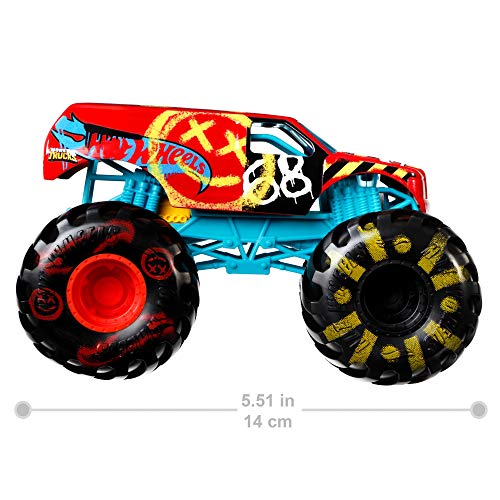 Hot Wheels Monster Trucks Demo Derby Coche de Juguete Todo Terreno, Regalo para Niños +3 Años, Azul/Rojo (Mattel GWL09)