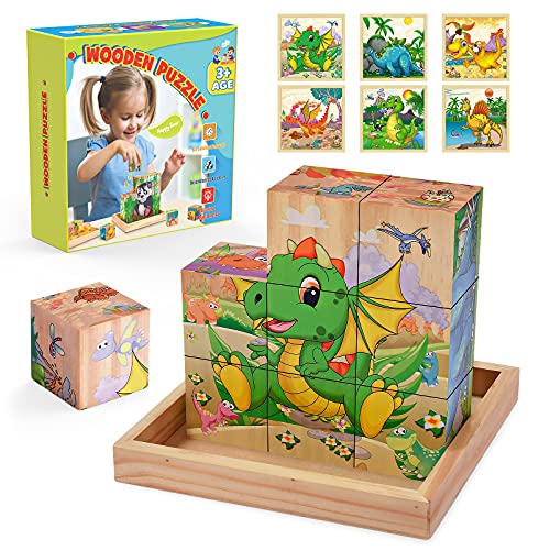 Hotifts Regalo Niña 2 3 4 5 6 7 8 9 10 Años,Rompecabezas Madera Juguetes Niña 2-8 Años Puzzles 2-5 Años Regalos Comunion para Niña Juegos Educativos 2-6 Años Regalo Navidad Niños Puzzle Dinosaurios