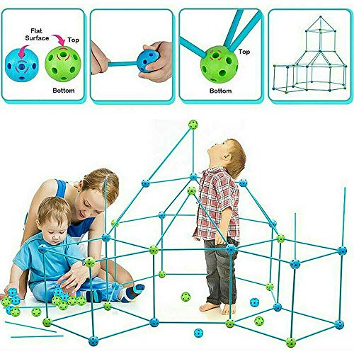 HTYA Kids Construction Fortress Building Kit, DIY Build Your Own Den Sets Kit Present Kids Tent Fort Building Gift with Tent