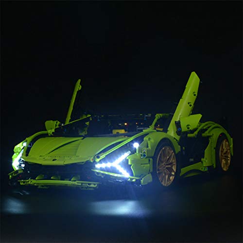 HYZM Kit de Luces para Lego Lamborghini Sián FKP 37 Modelo, Kit de Iluminación Led Light Kit Compatible con Lego Technic 42115 ( Juego de Legos no Incluido )