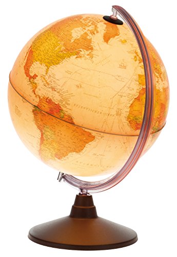 Idena 22904 – Globo terráqueo Luminoso, Estilo Antiguo, con iluminación LED e Interruptor de Encendido y Apagado, diámetro Aprox. 30 cm, Mapa físico y político, Multicolor