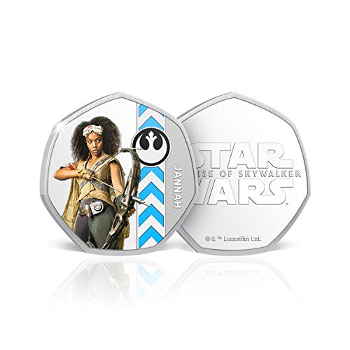 IMPACTO COLECCIONABLES Star Wars El Ascenso de Skywalker - Jannah - Moneda / Medalla Heptagonal 50p, con baño en Plata .999