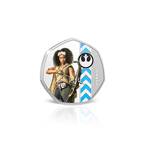 IMPACTO COLECCIONABLES Star Wars El Ascenso de Skywalker - Jannah - Moneda / Medalla Heptagonal 50p, con baño en Plata .999