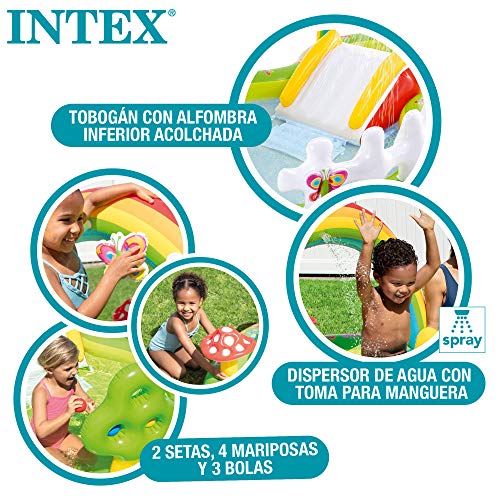 Intex 57154NP - Centro de juegos acuático hinchable INTEX, jardín, para niños, con tobogán, medidas 290x180x104 cm, juguetes hinchables de agua, piscina para niños 3 años, 450 litros