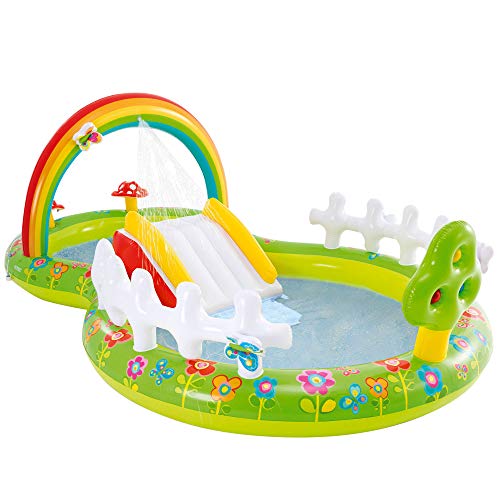 Intex 57154NP - Centro de juegos acuático hinchable INTEX, jardín, para niños, con tobogán, medidas 290x180x104 cm, juguetes hinchables de agua, piscina para niños 3 años, 450 litros