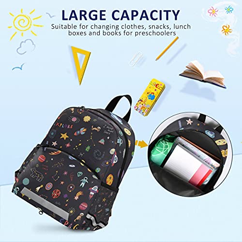 ISAOA Mochila para niños pequeños con riendas para niños, mochila para astronauta espacial planeta para niños, mochila para guardería, bolsa de viaje con clip para el pecho