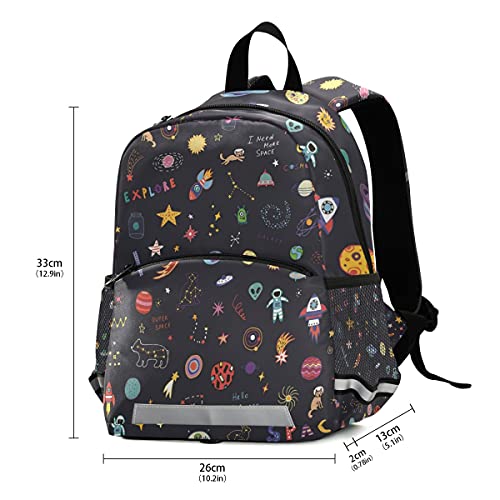 ISAOA Mochila para niños pequeños con riendas para niños, mochila para astronauta espacial planeta para niños, mochila para guardería, bolsa de viaje con clip para el pecho