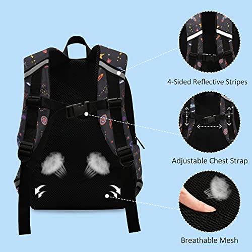 ISAOA Mochila para niños pequeños con riendas para niños, mochila para astronauta espacial planeta para niños, mochila para guardería, bolsa de viaje con clip para el pecho