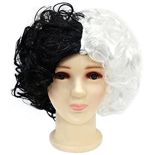 IWEMEK Cruella de Vil Disfraz 101 Dálmatas Vestido Capa Roja Cosplay Halloween Carnaval Fiesta de Cumpleaños Navidad Disfraz de Reina,Peluca ,Guantes,Titular de Cigarrillos Adulto 4 Piezas 140cm