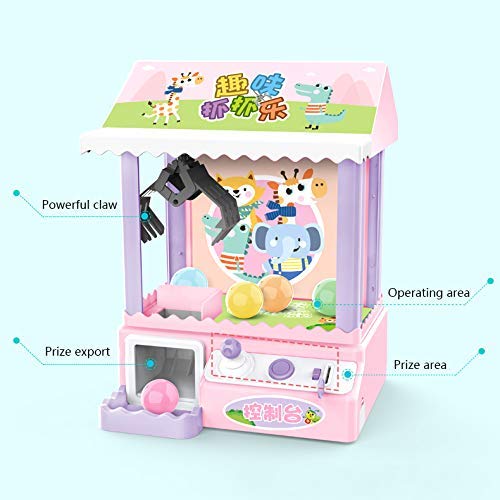 IW.HLMF Candy Grabber Machine Mini Arcade de Interior Juegos Electrónicos para niños Niños Garra con Luces Música Juguete, Rosa B