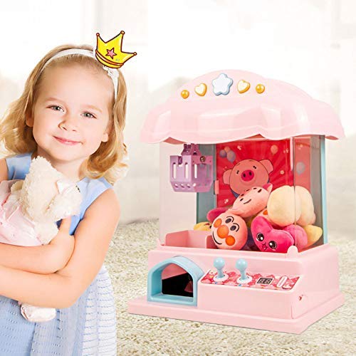 IW.HLMF Candy Grabber with Lights Music Mini Candy Toys Grabber Crane para niños Niños como Regalo Juegos de Interior Arcade Electronic Candy Grabber Machine, Rosa