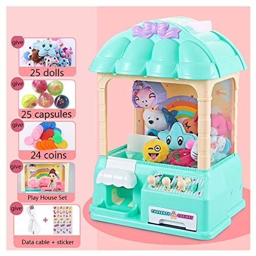 IW.HLMF Mini Candy Toys Grabber Crane Juegos de Arcade de Interior Electrónicos con Luces Música para niños Fiesta como Regalo Candy Grabber Machine, Verde