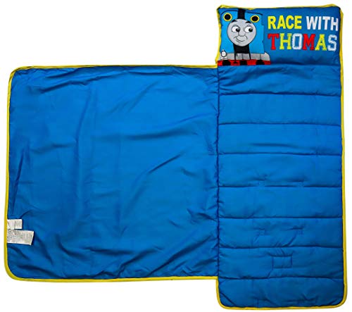 Jay Franco Nickelodeon Thomas & Friends Racing Thomas Nap Mat - Built-in Pillow and Blanket - Super Soft Microfiber Kids'/Toddler/Children's Bedding, Age 3-5 (Official Nickelodeon Product)