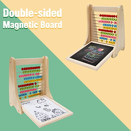 jerryvon Abaco Montessori Pizarra Magnetica Infantil con Puzzle Magnetico Abacus Material Matematicas Montessori Juguetes de Madera Juegos Educativos Regalos Juguetes Niños Niñas 3 4 5 6 Años