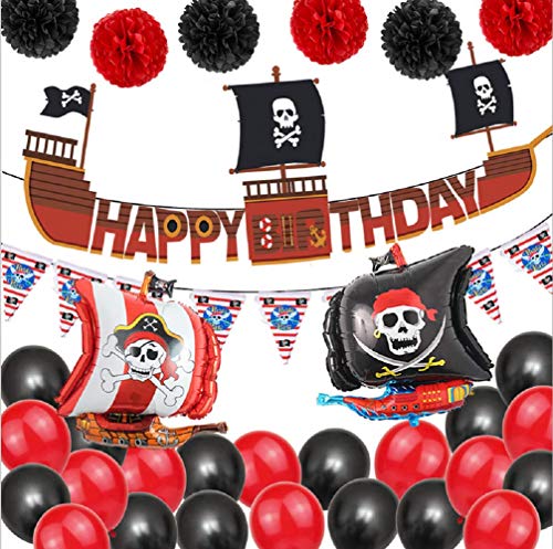 JeVenis 30 globos de barco pirata para fiesta de cumpleaños temática de pirata